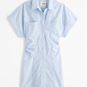 Short-Sleeve Poplin Shirt Dress